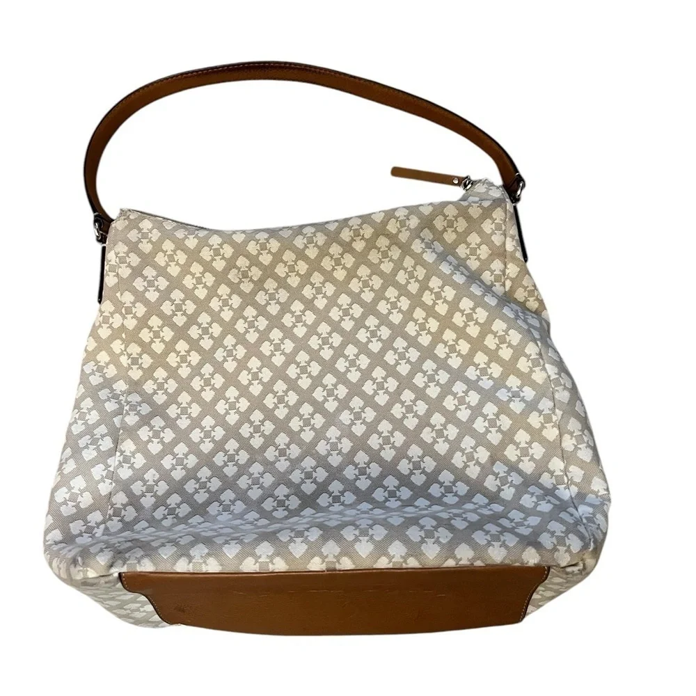 KATE SPADE NY Trademark Spade Canvas Leather & Ribbon Trim Hobo Shoulder Bag